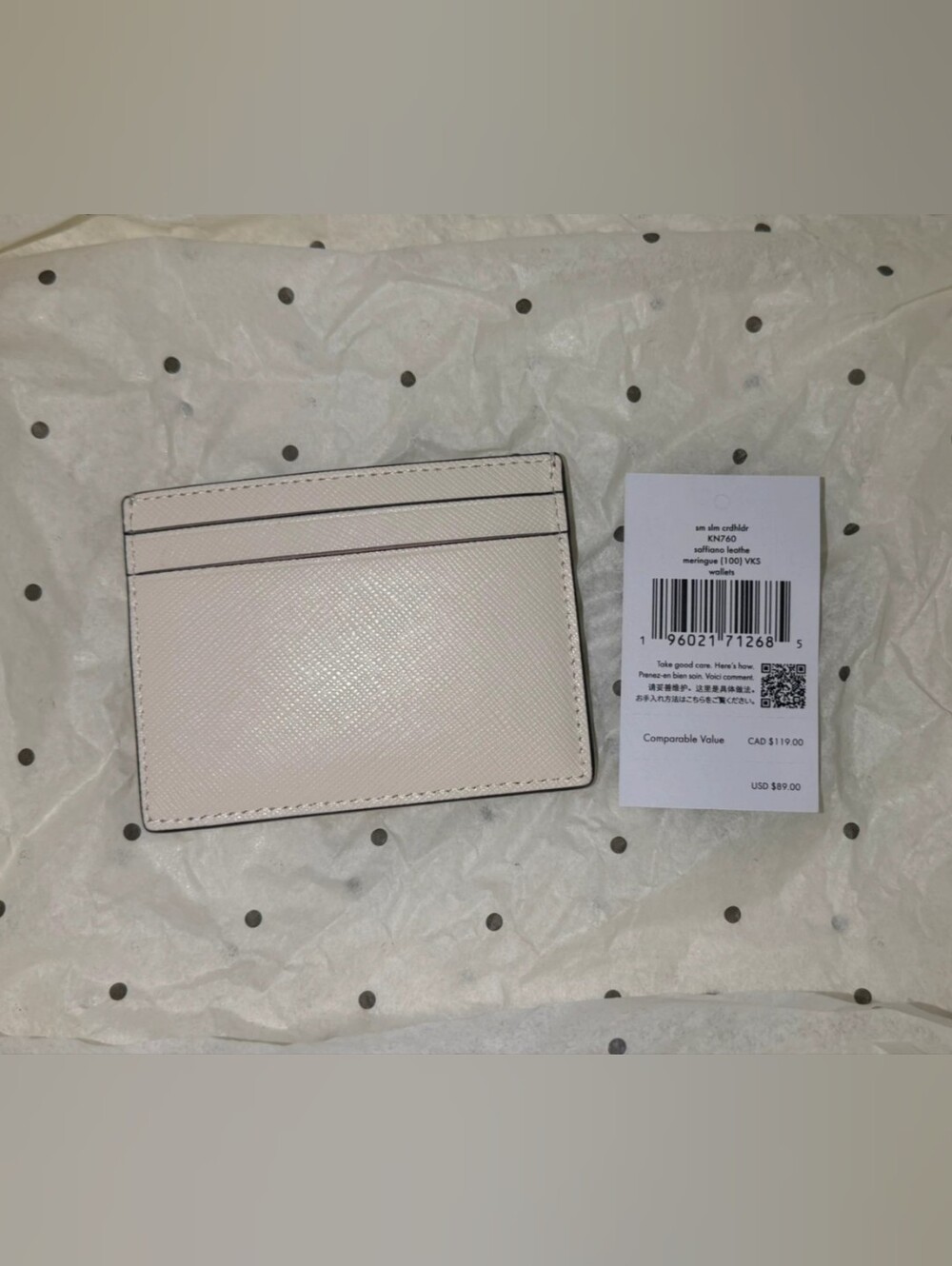 Kate Spade Cream Saffiano Leather Card Case - Picture 2 of 2